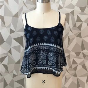 Navy blue paisley blouse